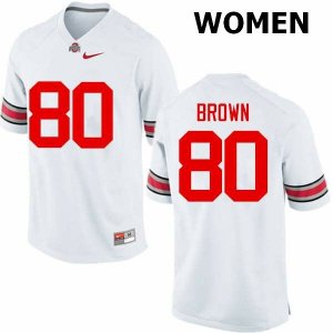 NCAA Ohio State Buckeyes Women's #80 Noah Brown White Nike Football College Jersey EEV3545NX